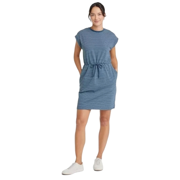 A New Day Women's Short Sleeve Extended Shoulder Drawstring Waist Pullover Dress - Picture 1 of 11